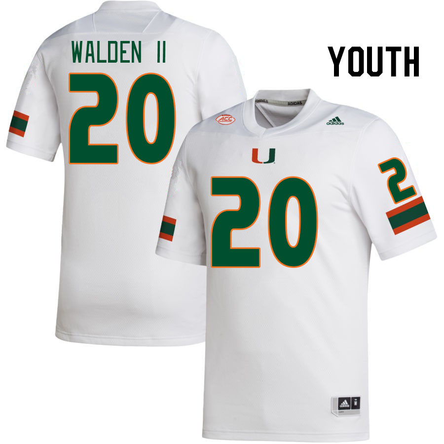 Youth #20 Terrell Walden II Miami Hurricanes College Football Jerseys Stitched-White - Click Image to Close